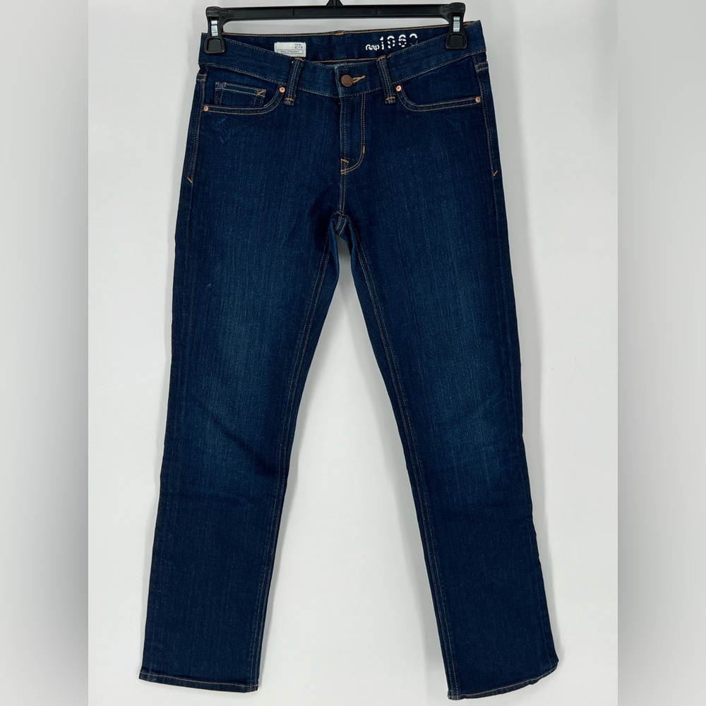 GAP 1969 REAL STRAIGHT DARK BLUE JEANS COMFY STRETCH TRADITIONAL 5 POCKET